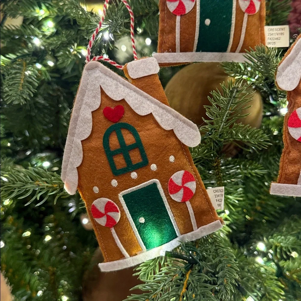 Target felt gingerbread house ornaments Christmas tree X 3 gift tags toppers